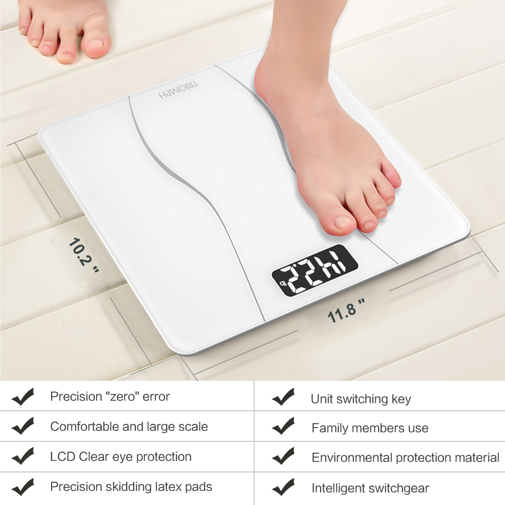 Triomph Digital Body Weight Bathroom Scale for Weighing and BMI via  Smartphone App, Upgraded High Accuracy Measurements Bathroom Scale with  Step-On Technology, …
