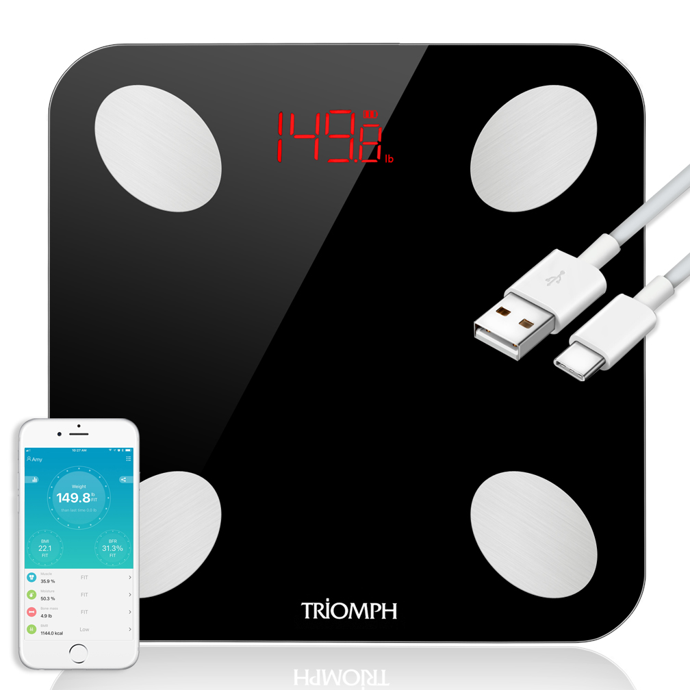 BESPORTBLE Body Fat Scale Smart BMI Weight Scale USB Rechargeable
